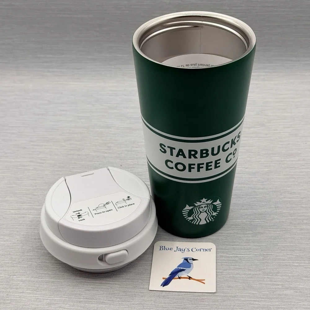 Starbucks Stainless Steel Travel Mug Heritage Locking Lid 2026 Green Tumbler
